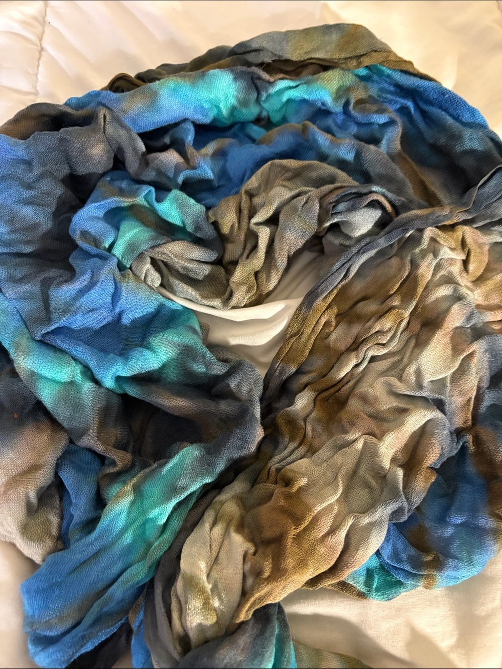 Brightly Twisted Tie Dye Fringed Shawl / Scarf - Picture 2 of 5